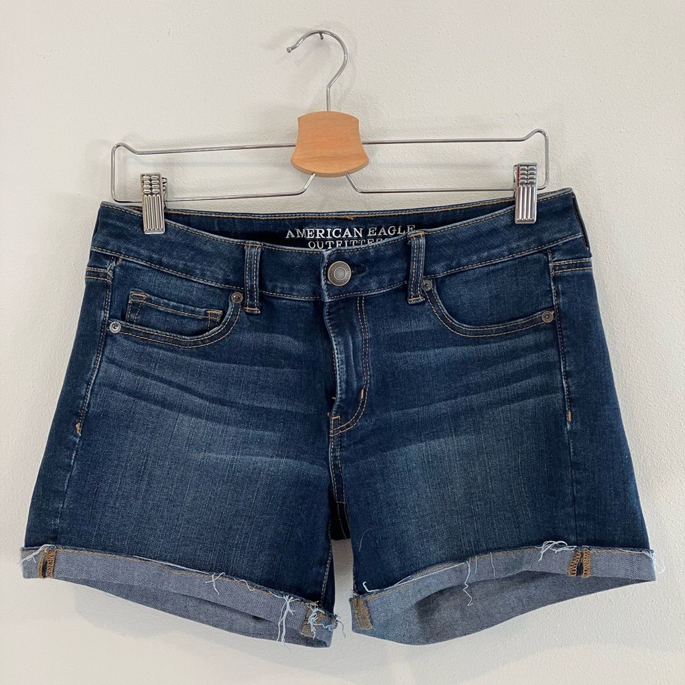 American Eagle Outfitters Blue Jean Shorts Cuffed Hem